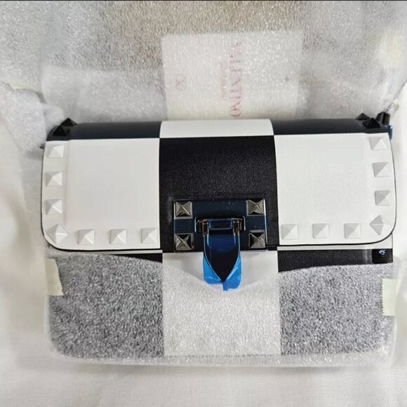 Valentino Garavani Small Rockstud Chess Leather Shoulder Bag MSRP $2,980 NWT - Picture 6 of 10